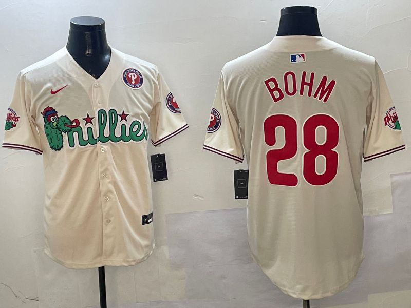 Men Philadelphia Phillies #28 Bohm Cream Three generations Joint Name Game 2025 Nike MLB Jersey style 5